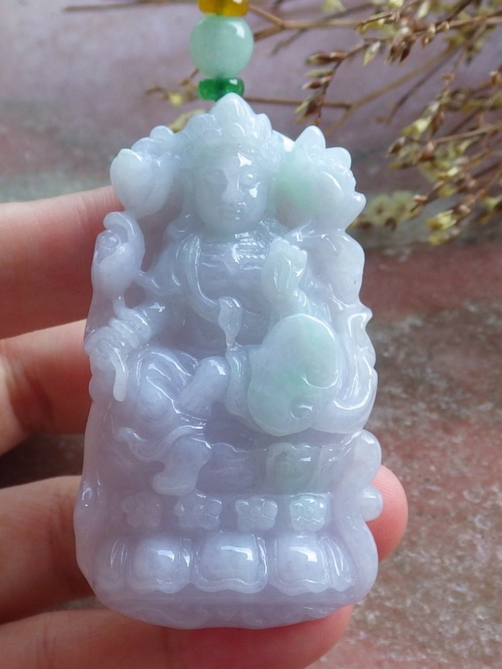 Certified Natural Myanmar Burma A Jade Jadeite Guanyin Kwan yin Pendant Necklace